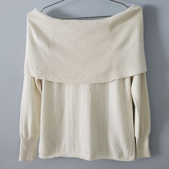 Joie Off-shoulder Soft Cotton and Cashmere Blend Cream Sweater Size XS - Picture 4 of 5